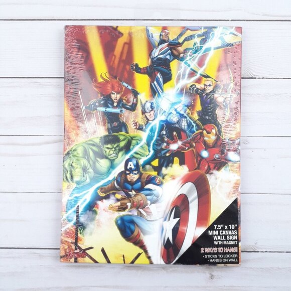 Other - Mini Canvas Wall Sign with Magnet 7.5x10 Marvel Avengers Locker